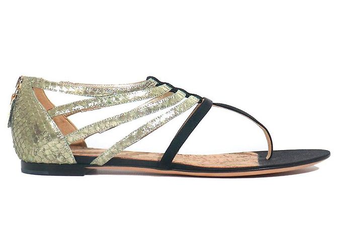 CHANEL - Sandali piatti in pelle con cinturini (Taglia 39) Nero - vista 2
