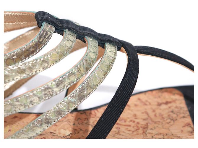 CHANEL - Sandali piatti in pelle con cinturini (Taglia 39) Nero - vista 4