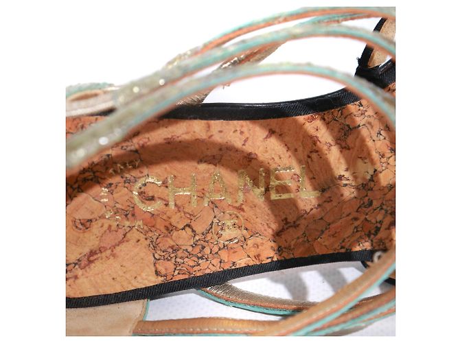 CHANEL - Sandali piatti in pelle con cinturini (Taglia 39) Nero - vista 5