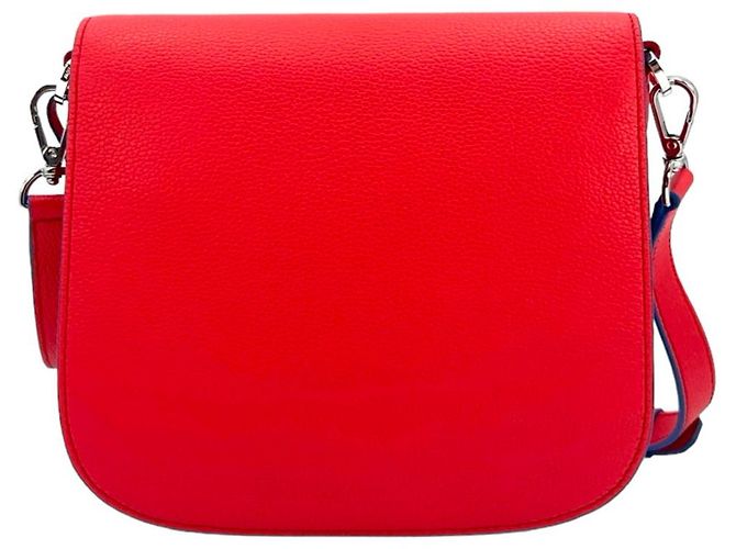 Borsa a tracolla in pelle MCM Patricia rossa e blu. Rosso - vista 2