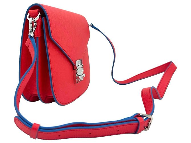 Borsa a tracolla in pelle MCM Patricia rossa e blu. Rosso - vista 3