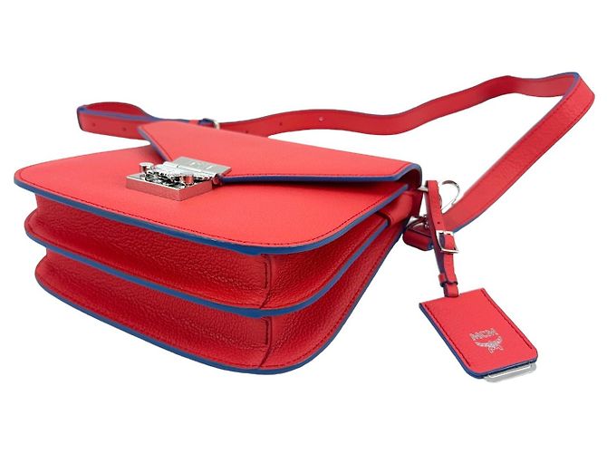Borsa a tracolla in pelle MCM Patricia rossa e blu. Rosso - vista 4