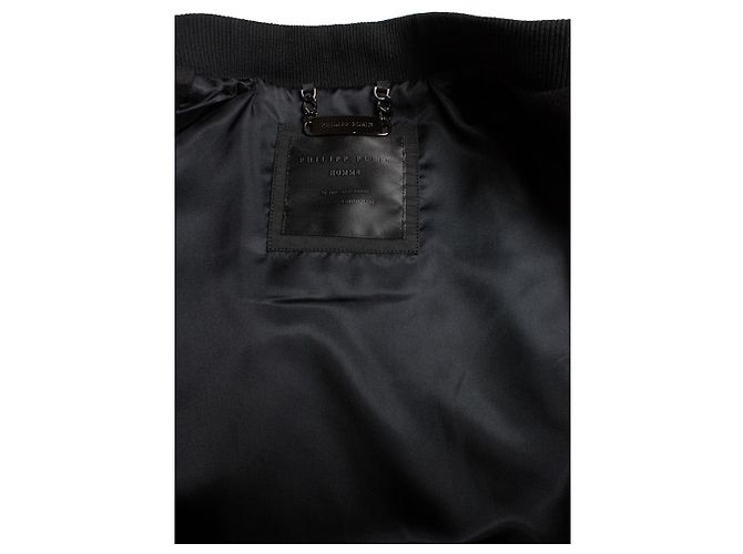 Philipp Plein, Bomberjacke aus Wollfleece Schwarz - Ansicht 7