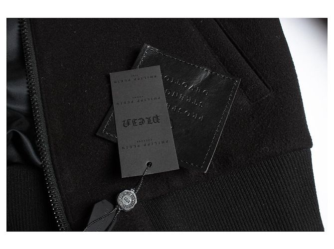 Philipp Plein, Bomberjacke aus Wollfleece Schwarz - Ansicht 8
