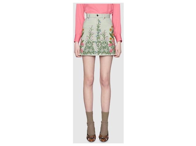 Falda Gucci de denim plateado M Plata - vista 2