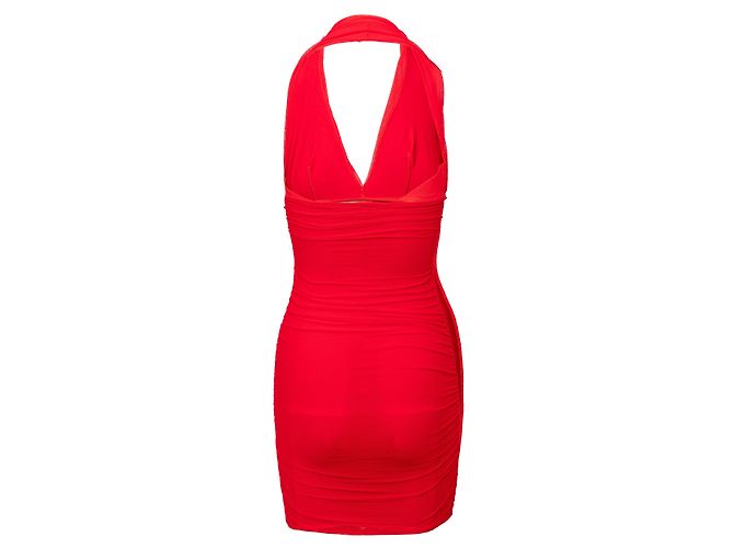 La Perla – Gerüschtes Kleid mit Perlen Rot - Ansicht 2