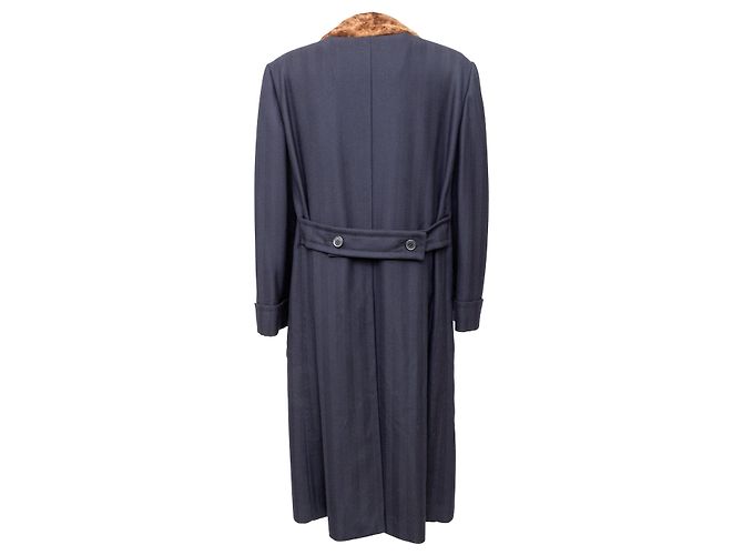 Hermès gefütterter Reversmantel mit Pelz Schwarz - Ansicht 2