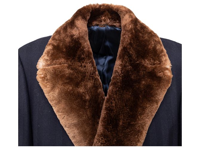 Hermès gefütterter Reversmantel mit Pelz Schwarz - Ansicht 3
