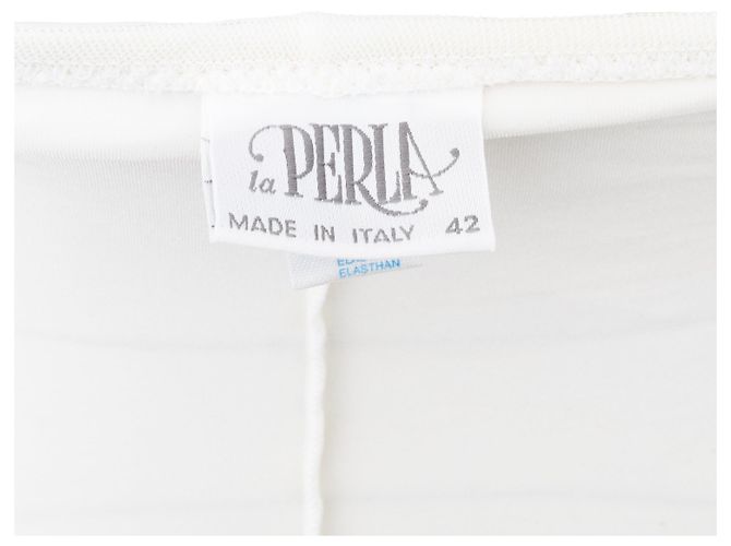 La Perla – Gerüschtes Kleid mit Perlen Weiß - Ansicht 4