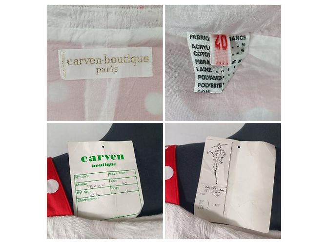 Carven Vintage Rot Cocktailkleid mit Polka Dots Weiß - Ansicht 9