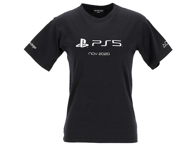 Balenciaga PS5 Camiseta de Algodón Negro - vue 6