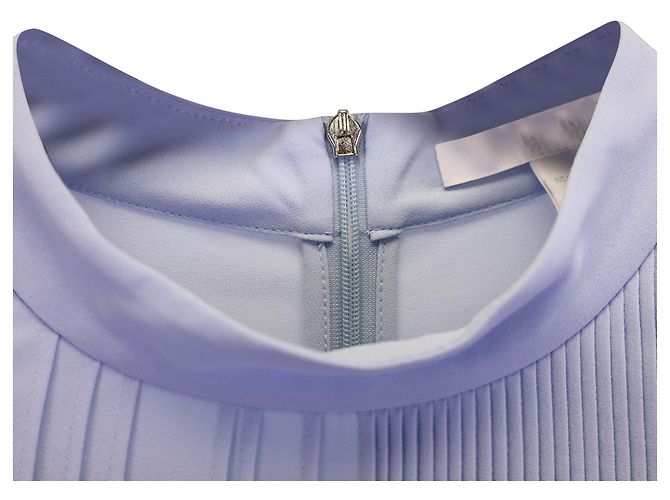 Hugo Boss Boss Pleated Mock-Neck Top in Blue Polyester - view 2