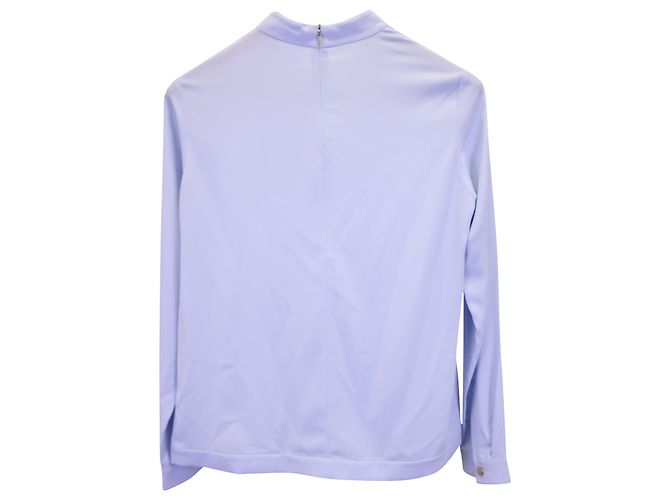 Hugo Boss Boss Pleated Mock-Neck Top in Blue Polyester - view 3