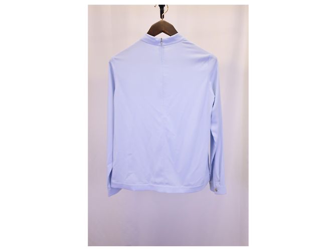Hugo Boss Boss Pleated Mock-Neck Top in Blue Polyester - view 6