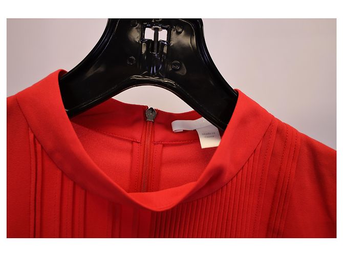 Hugo Boss Boss Plissee-Rollkragenoberteil aus rotem Polyester - Ansicht 5