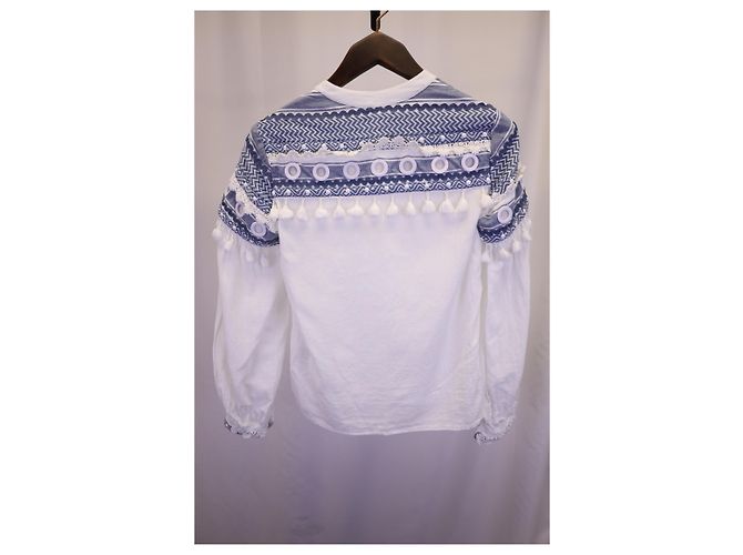 Autre Marque Top con detalle de barra o borla Dodo en algodón blanco - vista 8
