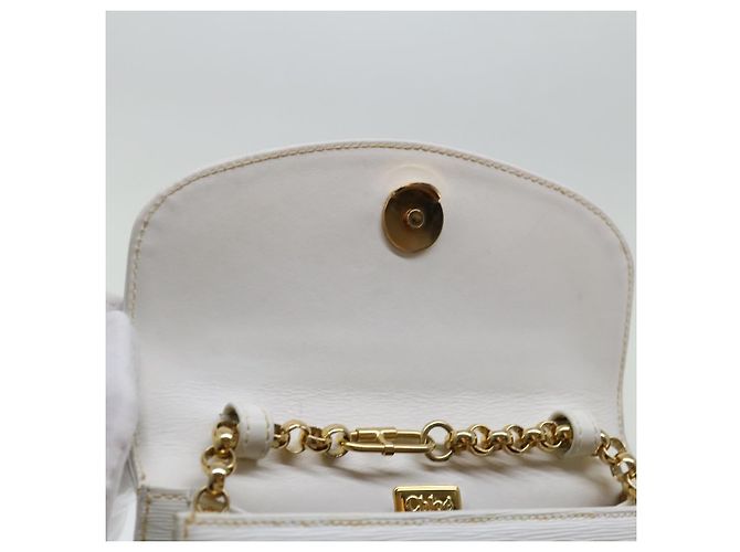 Chloé Chloe Chain Umhängetasche Leder Vintage Weiß Auth ar11719 - Ansicht 10