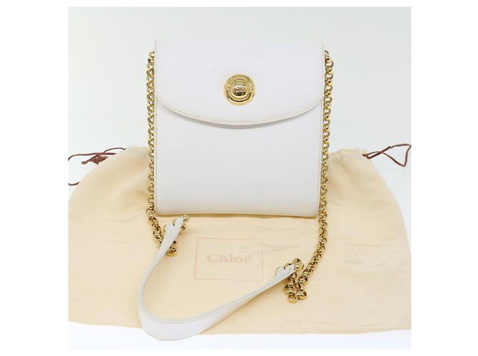Chloé Chloe Chain Umhängetasche Leder Vintage Weiß Auth ar11719 - Ansicht 12