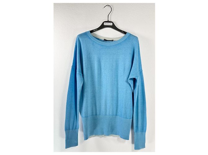 Autre Marque FFC Pullover in Blau aus Kaschmir und Baumwolle - Ansicht 6