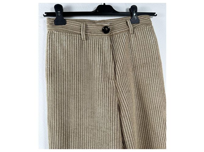 Pantalones Sessun de algodón y lino beige Talla 38 - vista 2