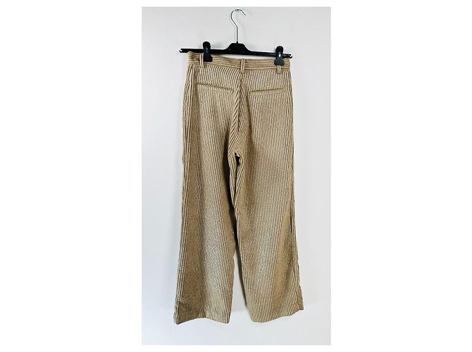 Pantalones Sessun de algodón y lino beige Talla 38 - vista 3