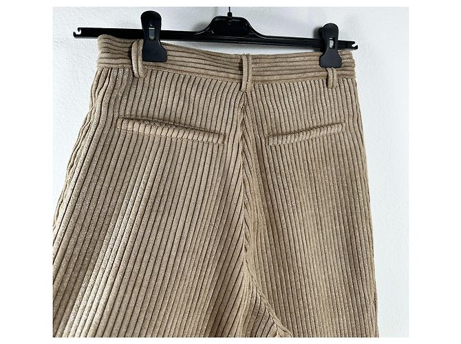 Pantalones Sessun de algodón y lino beige Talla 38 - vista 4
