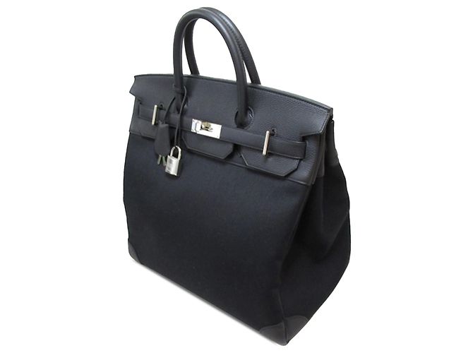 Hermès Pelle Togo Nera e Toile H Haut à Courroies 40 Nero - vista 2
