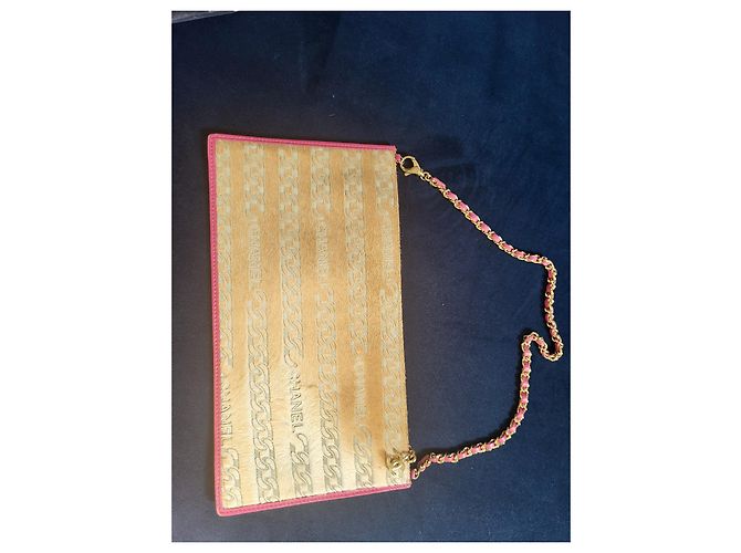 Pochette Chanel Beige in pelle d'agnello e pelo di pony - vista 2