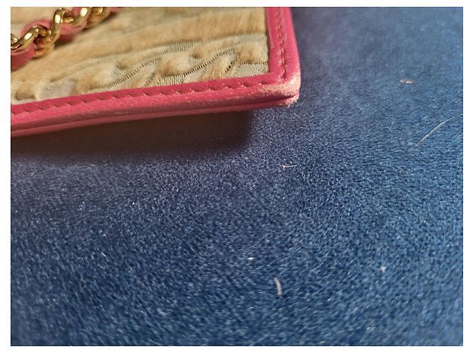 Pochette Chanel Beige in pelle d'agnello e pelo di pony - vista 7
