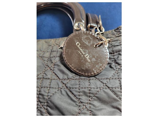 Borsa Christian Dior Lady Dior in nylon marrone - vista 11