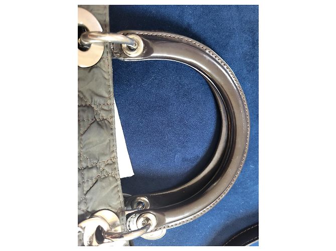 Borsa Christian Dior Lady Dior in nylon marrone - vista 14
