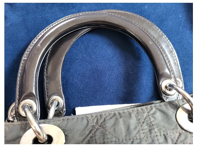 Borsa Christian Dior Lady Dior in nylon marrone - vista 15