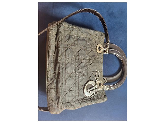 Borsa Christian Dior Lady Dior in nylon marrone - vista 2