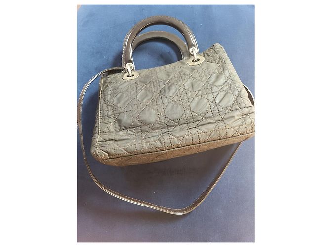 Borsa Christian Dior Lady Dior in nylon marrone - vista 4