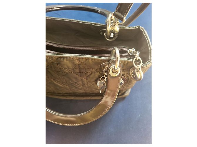 Borsa Christian Dior Lady Dior in nylon marrone - vista 5