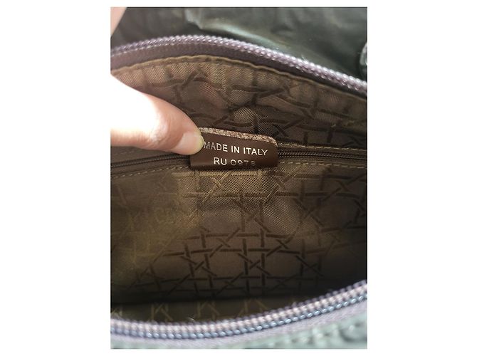 Borsa Christian Dior Lady Dior in nylon marrone - vista 7
