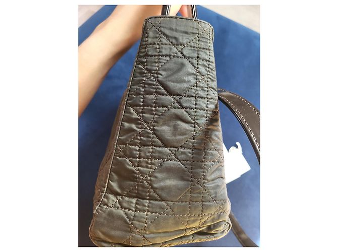 Borsa Christian Dior Lady Dior in nylon marrone - vista 9