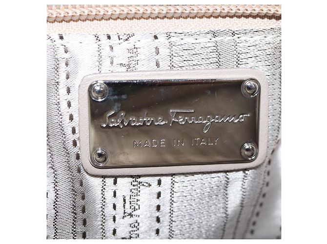 Salvatore Ferragamo Borsa A Mano Smalto Beige Auth cl837 - vista 18