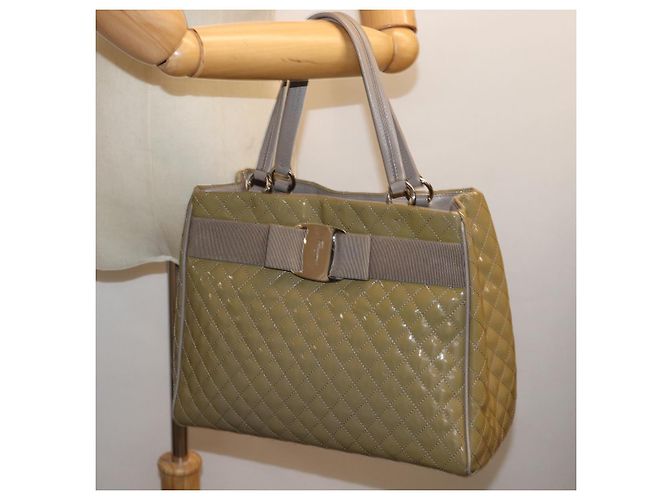 Salvatore Ferragamo Borsa A Mano Smalto Beige Auth cl837 - vista 26