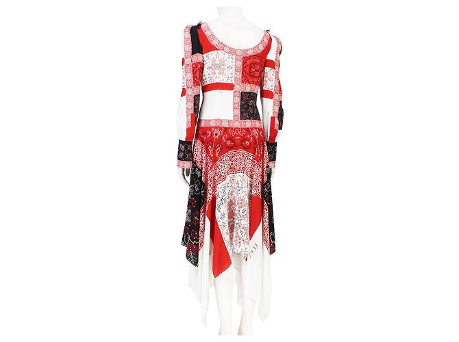 Alexander McQueen Patchwork gemustertes Kleid Rot - Ansicht 4