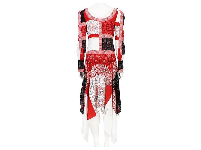 Alexander McQueen Patchwork gemustertes Kleid Rot - Ansicht 5
