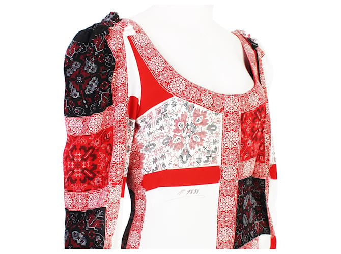 Alexander McQueen Patchwork gemustertes Kleid Rot - Ansicht 6