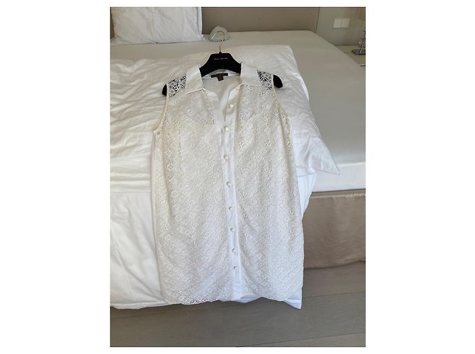 Vestido de encaje de algodón blanco Louis Vuitton - vista 5