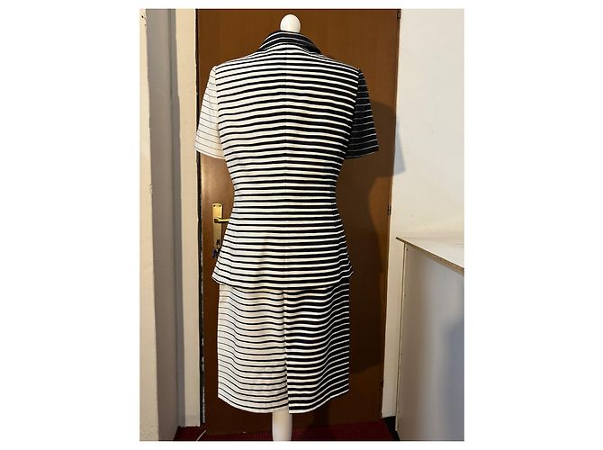 Vestido de verano Gianfranco Ferré de algodón a rayas blancas y azules - vista 2