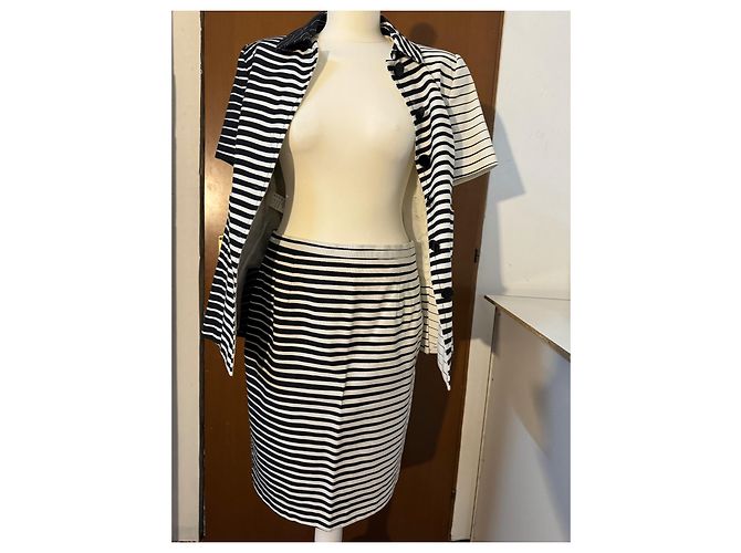Vestido de verano Gianfranco Ferré de algodón a rayas blancas y azules - vista 3