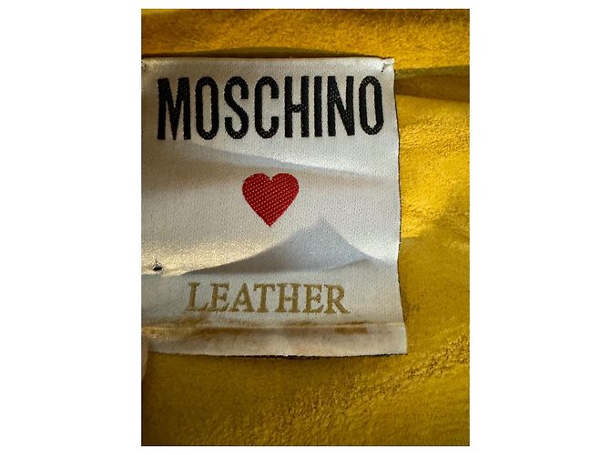 Moschino Lederjacke Gelb Wildleder mit Fransenärmeln - Ansicht 3