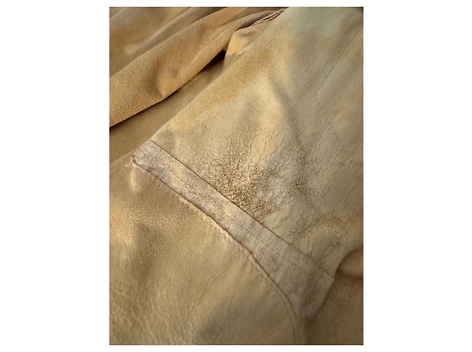Moschino Lederjacke Gelb Wildleder mit Fransenärmeln - Ansicht 6