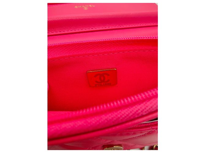 Chanel Wallet on Chain in pelle d'agnello rosa - vista 8