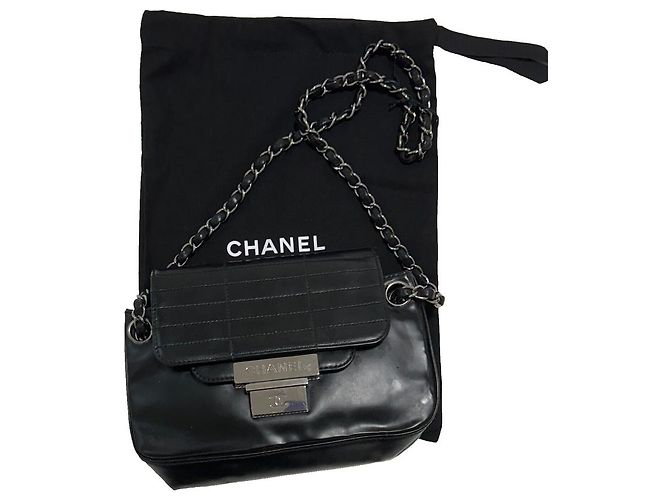 Chanel Borsa a tracolla in pelle nera e catena argento Nero Silver hardware - vista 13