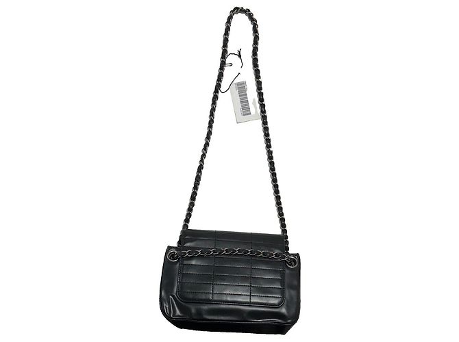 Chanel Borsa a tracolla in pelle nera e catena argento Nero Silver hardware - vista 2
